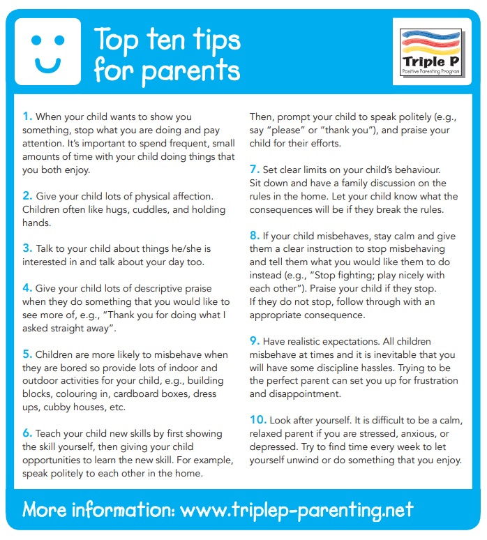 Top ten tips for parents Health Hub Doctors Morayfield
